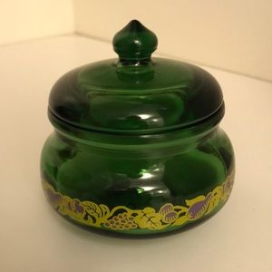 Green Glass Jar with Lid